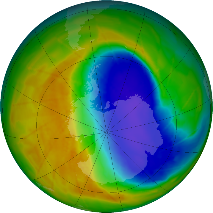 Antarctic ozone map for 17 October 2009